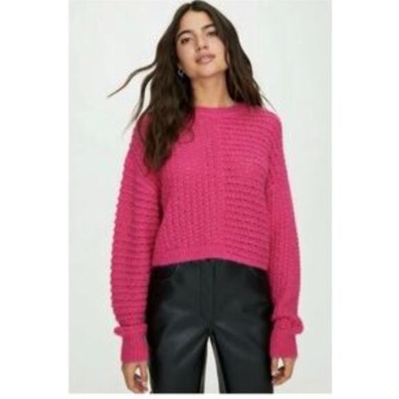 Aritzia Wilfred Free Fuchsia Cropped Oversized Sweater Medium - Picture 1 of 10